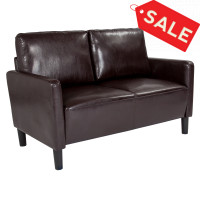 Flash Furniture SL-SF918-2-BRN-GG Washington Park Upholstered Loveseat in Brown Leather